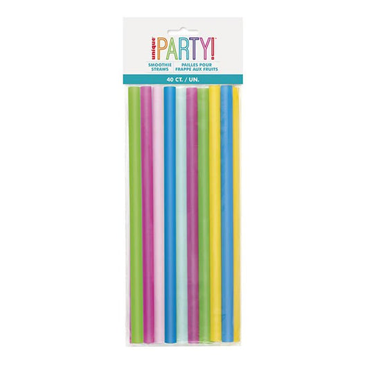 Reusable Plastic Smoothie Straws - Assorted (Pack of 40) - The Party Marketplace