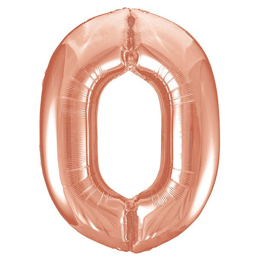 Rose Gold "0" Numeral Foil Balloon (86cm) - The Party Marketplace