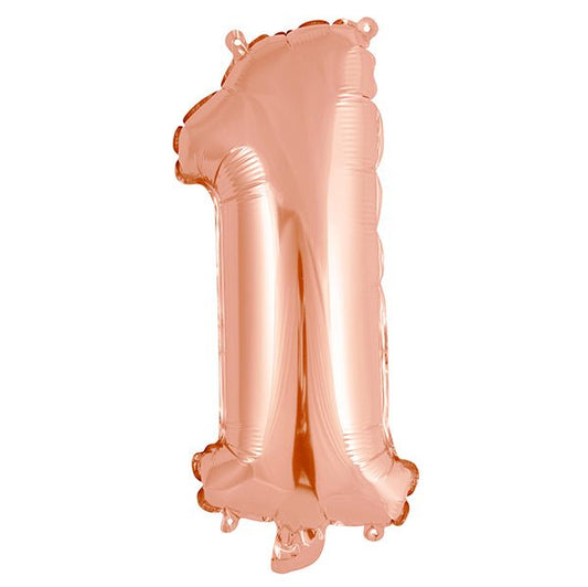 Rose Gold "1" Numeral Foil Balloon (35cm) - The Party Marketplace