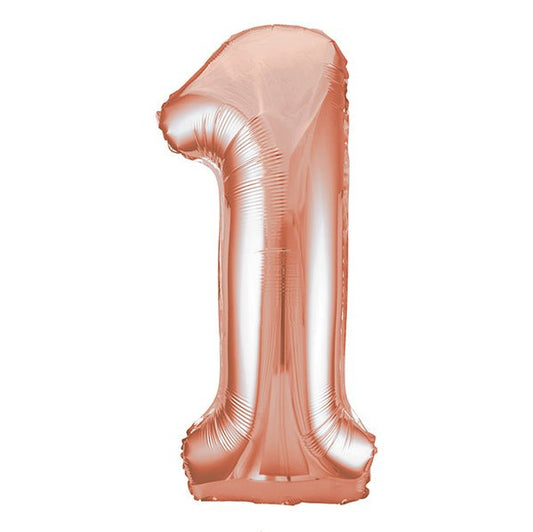 Rose Gold "1" Numeral Foil Balloon (86cm) - The Party Marketplace