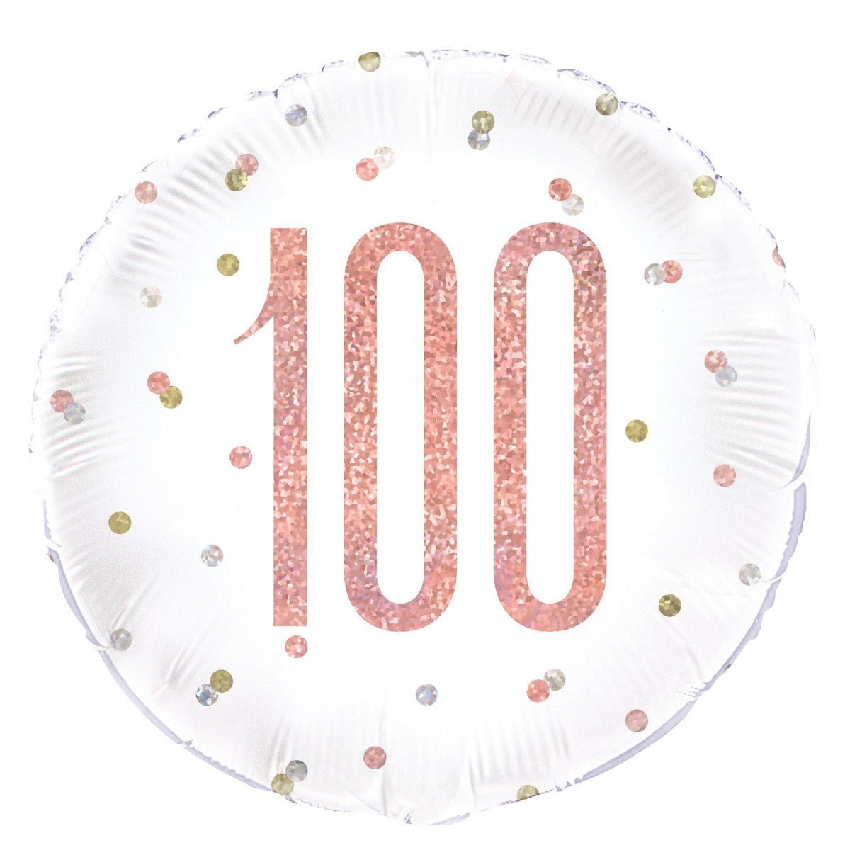Rose Gold "100" Foil Prismatic Balloon 45cm - The Party Marketplace