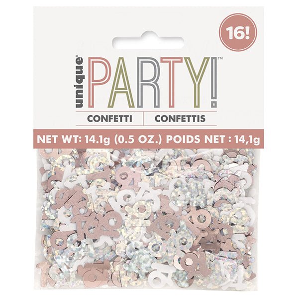 Rose Gold "16" Foil Confetti (14g) - The Party Marketplace