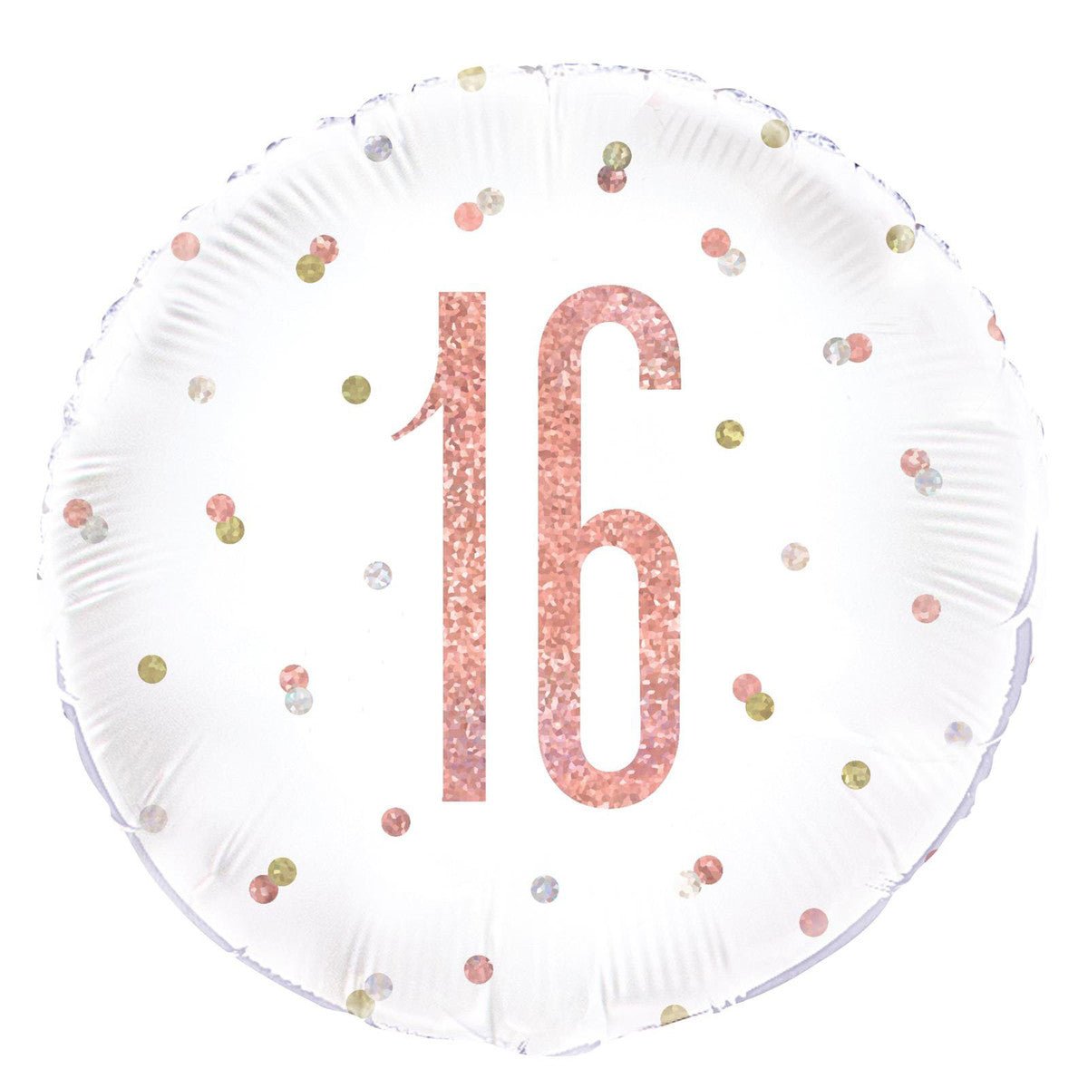 Rose Gold "16" Foil Prismatic Balloon 45cm - The Party Marketplace