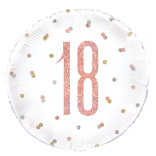 Rose Gold "18" Foil Prismatic Balloon 45cm - The Party Marketplace