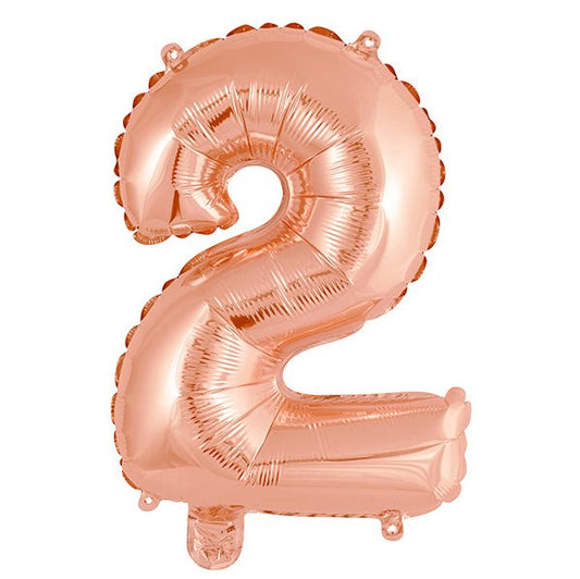 Rose Gold "2" Numeral Foil Balloon (35cm) - The Party Marketplace