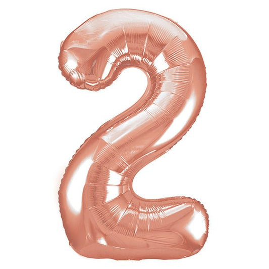 Rose Gold "2" Numeral Foil Balloon (86cm) - The Party Marketplace