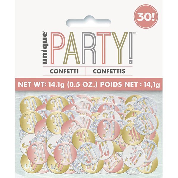 Rose Gold "30" Foil Confetti (14g) - The Party Marketplace