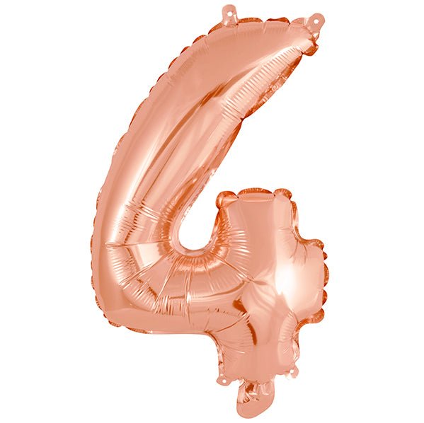 Rose Gold "4" Numeral Foil Balloon (35cm) - The Party Marketplace
