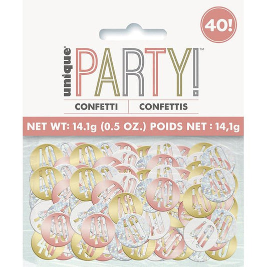 Rose Gold "40" Foil Confetti (14g) - The Party Marketplace
