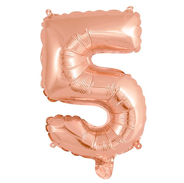 Rose Gold "5" Numeral Foil Balloon (35cm) - The Party Marketplace