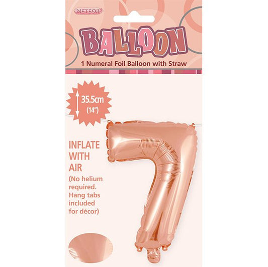 Rose Gold "7" Numeral Foil Balloon (35cm) - The Party Marketplace