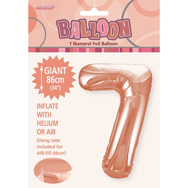 Rose Gold "7" Numeral Foil Balloon (86cm) - The Party Marketplace