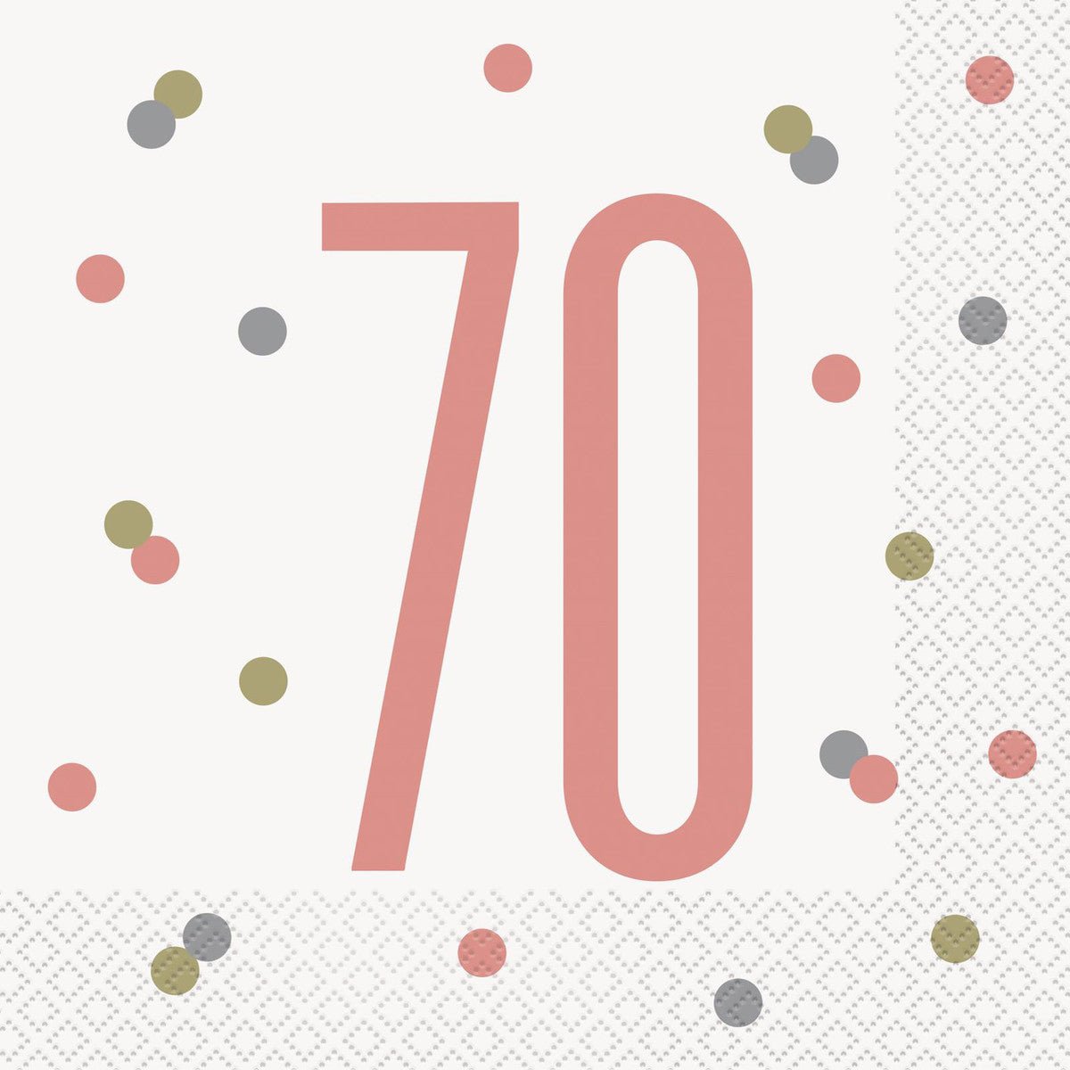 Rose Gold "70" Luncheon Napkins (Pack of 16) - The Party Marketplace