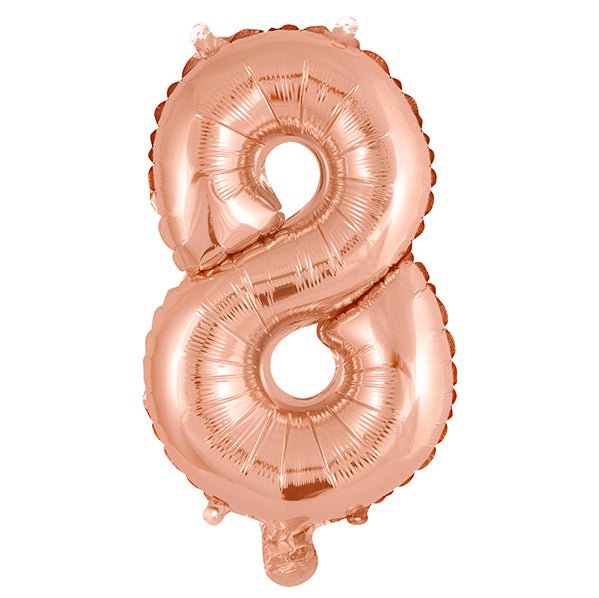 Rose Gold "8" Numeral Foil Balloon (35cm) - The Party Marketplace