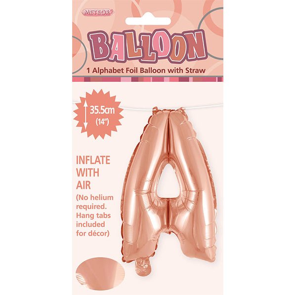 Rose Gold "A" Letter Foil Balloon (35cm) - The Party Marketplace