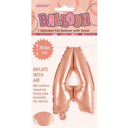 Rose Gold "A" Letter Foil Balloon (35cm) - The Party Marketplace