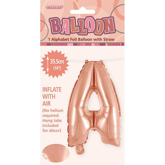 Rose Gold "A" Letter Foil Balloon (35cm) - The Party Marketplace