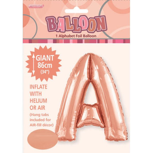 Rose Gold "A" Letter Foil Balloon (86cm) - The Party Marketplace