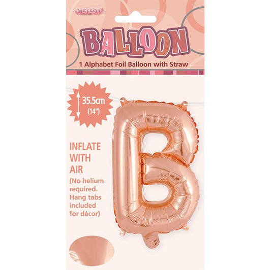 Rose Gold "B" Letter Foil Balloon (35cm) - The Party Marketplace
