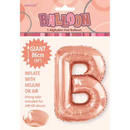 Rose Gold "B" Letter Foil Balloon (86cm) - The Party Marketplace