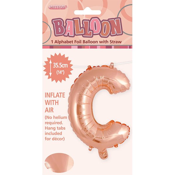 Rose Gold "C" Letter Foil Balloon (35cm) - The Party Marketplace