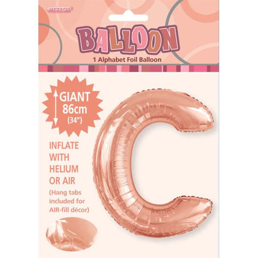 Rose Gold "C" Letter Foil Balloon (86cm) - The Party Marketplace