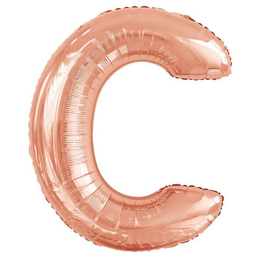 Rose Gold "C" Letter Foil Balloon (86cm) - The Party Marketplace