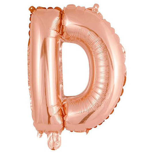 Rose Gold "D" Letter Foil Balloon (35cm) - The Party Marketplace
