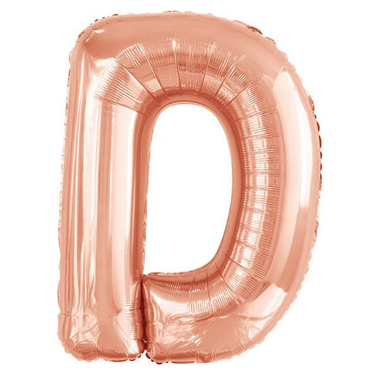 Rose Gold "D" Letter Foil Balloon (86cm) - The Party Marketplace