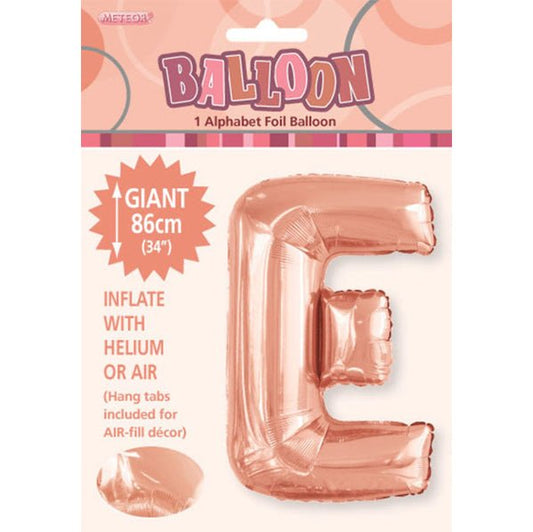 Rose Gold "E" Letter Foil Balloon (86cm) - The Party Marketplace