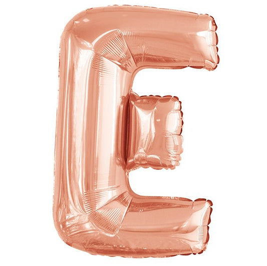 Rose Gold "E" Letter Foil Balloon (86cm) - The Party Marketplace
