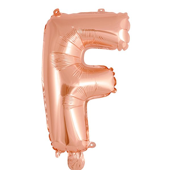 Rose Gold "F" Letter Foil Balloon (35cm) - The Party Marketplace