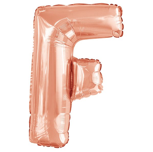 Rose Gold "F" Letter Foil Balloon (86cm) - The Party Marketplace