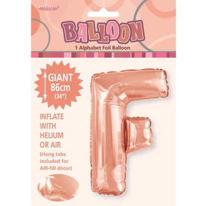 Rose Gold "F" Letter Foil Balloon (86cm) - The Party Marketplace
