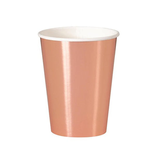 Rose Gold Foil Paper Cups 270ml (Pack of 8) - The Party Marketplace