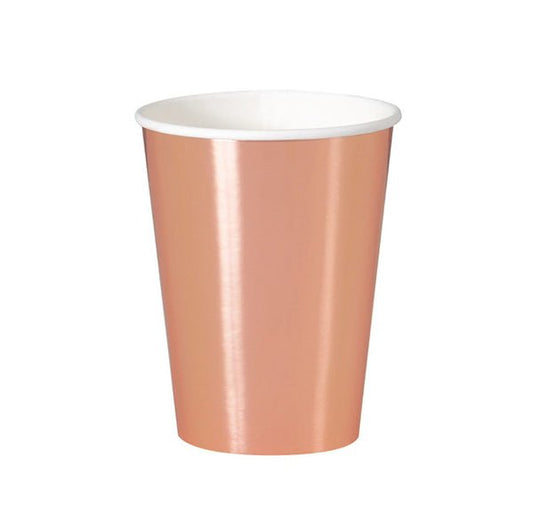 Rose Gold Foil Paper Cups 355ml (Pack of 8) - The Party Marketplace