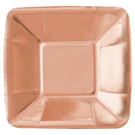 Rose Gold Foil Square Appetizer Paper Plates 13cm (Pack of 8) - The Party Marketplace