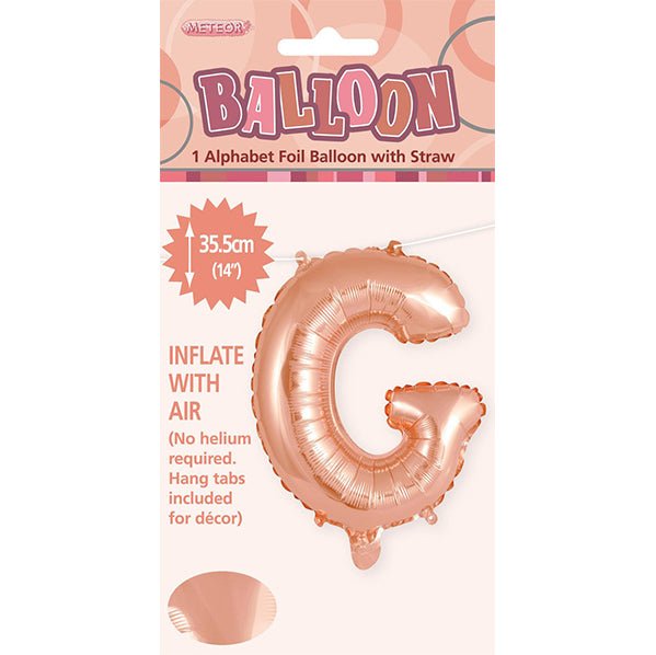 Rose Gold "G" Letter Foil Balloon (35cm) - The Party Marketplace