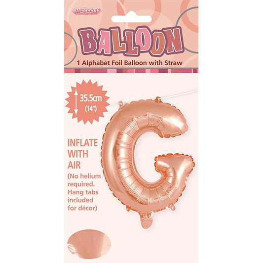 Rose Gold "G" Letter Foil Balloon (35cm) - The Party Marketplace