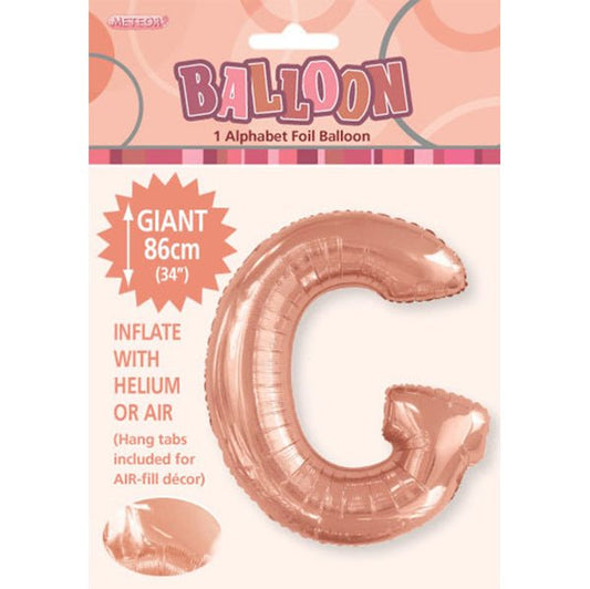 Rose Gold "G" Letter Foil Balloon (86cm) - The Party Marketplace