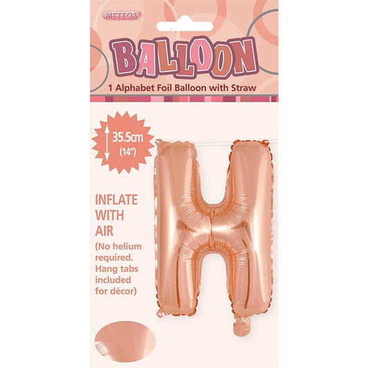 Rose Gold "H" Letter Foil Balloon (35cm) - The Party Marketplace