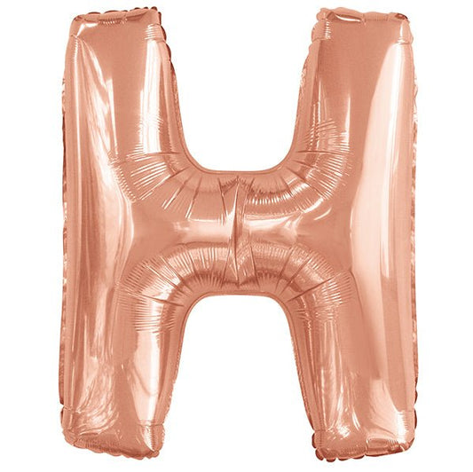 Rose Gold "H" Letter Foil Balloon (86cm) - The Party Marketplace
