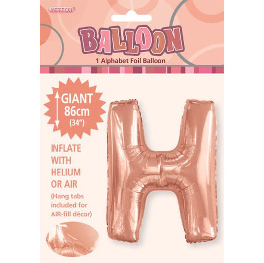 Rose Gold "H" Letter Foil Balloon (86cm) - The Party Marketplace
