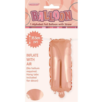 Rose Gold "I" Letter Foil Balloon (35cm) - The Party Marketplace