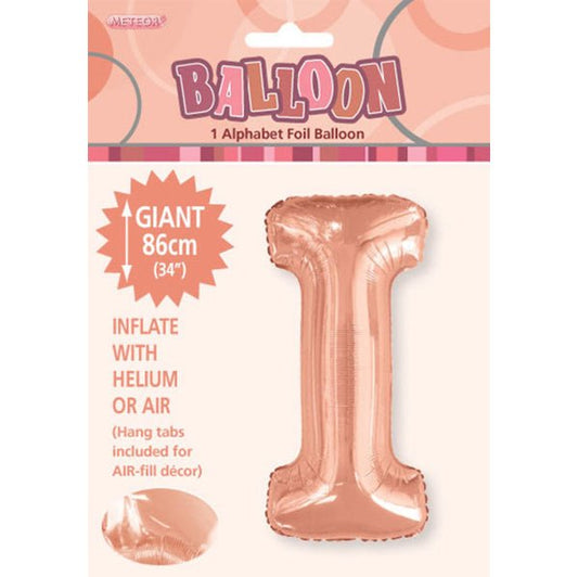 Rose Gold "I" Letter Foil Balloon (86cm) - The Party Marketplace