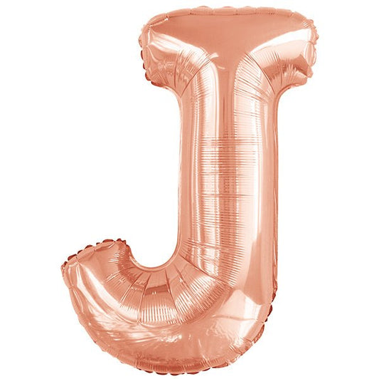 Rose Gold "J" Letter Foil Balloon (86cm) - The Party Marketplace