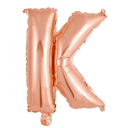 Rose Gold "K" Letter Foil Balloon (35cm) - The Party Marketplace