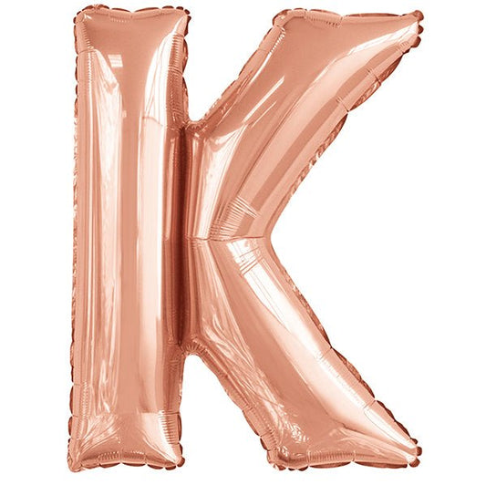 Rose Gold "K" Letter Foil Balloon (86cm) - The Party Marketplace