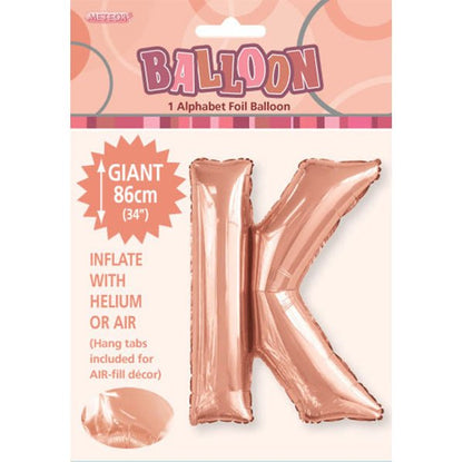 Rose Gold "K" Letter Foil Balloon (86cm) - The Party Marketplace
