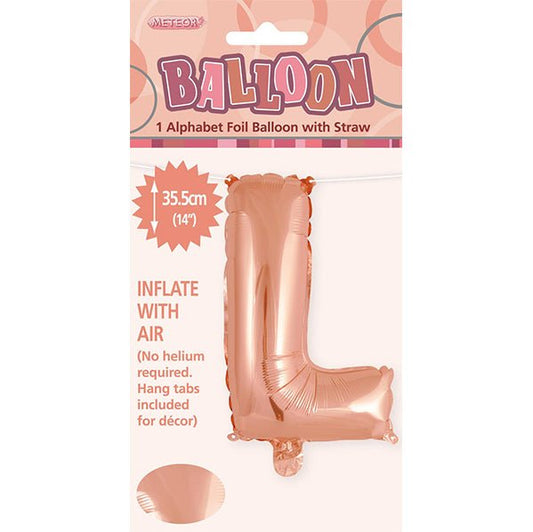 Rose Gold "L" Letter Foil Balloon (35cm) - The Party Marketplace